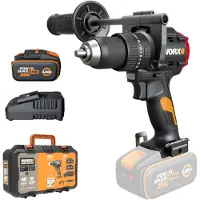 WORX WX356.1, Boormachine met pistoolhandgreep, Borstelloos, Zwart, Oranje, 1,3 cm, 5 cm, 1,3 cm