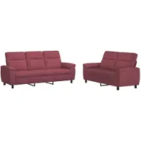 vidaXL Bankstel 2 pcs Wijnrood Stof
