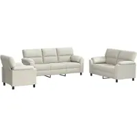vidaXL Bankstel 3 pcs Crèmekleurig fluweel
