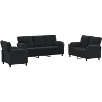 vidaXL Bankstel 3 pcs Zwart fluweel