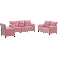 vidaXL Bankstel 3 pcs Roze fluweel