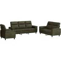 vidaXL Bankstel 3 pcs Leger Groen Kunst Suède Leer