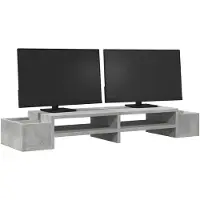 vidaXL Monitorstandaard met opbergruimte 100x27x15 cm hout betongrijs