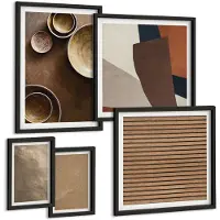 Tulup 4-Delige Schilderij Set - Stenen constructies in moderne minimalistische stijl - 50 x 50 cm, 20 x 30 cm en 40 x 60 cm - Moderne Wanddecoratie - Slaapkamer - Stijlvolle Muurdecoratie