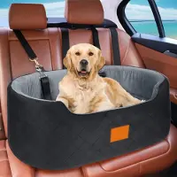 Sonstiges Autostoel voor honden, geschikt voor grote/middelgrote honden tot 25 kg, met veiligheidsriemen, wasbaar kussen, voor de achterbank, zwart/grijs, 80x50x28 cm
