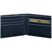 Piquadro Kaarthoes Portemonnee Blue Square Men´s Wallet Whit Removable Document Facility RFID Blu Notte Blauw