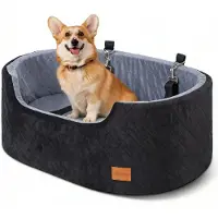 Sonstiges Autostoel voor honden, geschikt voor middelgrote honden, reishondenbed met veiligheidsgordel, 80x50x28 cm, zwart