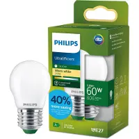 Philips UltraEfficient LED lamp - 60W - E27 fitting - Warmwit licht: 2700K - Mat glas - P45 kogellamp - Lange levensduur