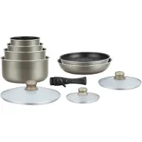 Herzberg Kookgerei Set - Inductiekookpan Set - Pan- en Kookgerei Set voor alle warmtebronnen - Stone Coa