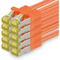 1aTTack.de Netwerkkabel Cat.7, 1 meter, oranje, 10 stuks. Cat7 Ethernetkabel, netwerk