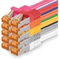 1aTTack.de 10 Gb/s LAN-patchkabel, 10 stuks, 5 meter, RJ45, CAT7, 10 kleuren