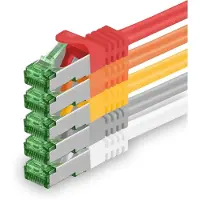 1aTTack.de 7,5 meter Cat.7 netwerkkabel, 5 stuks Cat7 patchkabels, LAN-kabels, Ethernetkabels