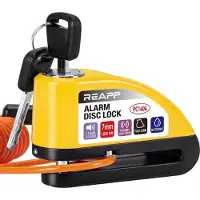 Sonstiges Schijfslot met alarm (110 dB), motorslot met terugtrekbaar kabel en slotentas, geel