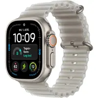 Apple Watch Ultra 4 GPS + Cellular 49 mm Titanium Case Natural met Ocean Band Translucent Gray