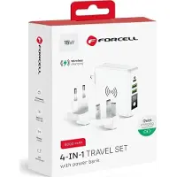 Forcell F-Energy multifunctionele oplader 4-in-1, 15W, met USB/USB-C, powerbank van 8000mAh en draadloos opladen