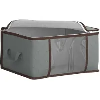 vidaXL opbergdoos met doorzichtige zijkant Grijs 50 x 30 x 25 cm