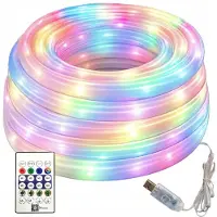 VERK 12466: RGBIC neon LED-strip, 360°, 5 meter, Bluetooth, afstandsbediening, USB