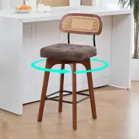 Great han Set van 2 draaibare barkrukken, geschikt voor de bar, keuken of ontbijtruimte, met rugleuning en zitting bekleed met chenille, bruin
