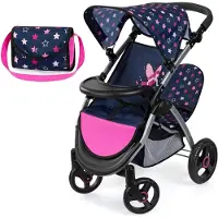 Bayer Tweeling poppenwagen Twin Xeo, dubbele poppenwagen, verstelbare duwstang, tas