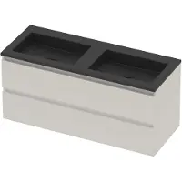 Basic Line Aura 46 Badmeubel 120x46x54cm - Greeploos - Wastafel Dubbel Mat Zwart - Zonder Kraangat - Matt White - Badkamermeubels, Badmeubel Sets