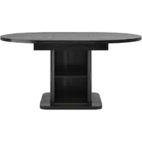 OKWISH Eettafel met schuifdeuren en uitschuifbaar tafelblad, keukentafel met opbergruimte, uitneembaar legplankje, zwart