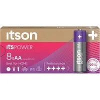 Itson , AA-batterijen, 8 stuks, 1,5V, alkalische batterijen, geschikt voor klokken, zaklampen