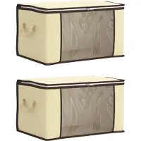 vidaXL opbergdoos met doorzichtige zijkant 2 st Nonwoven stof 61,6 L