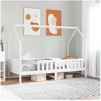 vidaXL Kinderbed, huisbed, wit, 80x200 cm, massief hout, grenen