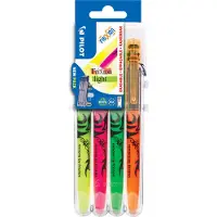 Pilot FriXion - Markeerstiften - Groen, Oranje, Roze, Geel - per 4 verpakt.