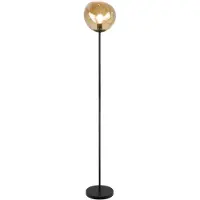 Pronto Wonen Vloerlamp Macato zwart amber glas 1-lichts
