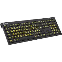 Logickeyboard XL-Print, geel op zwart, voor Duitse toetsenborden (PC/zwart)
