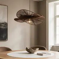 LumenXL Hanglamp Janah met handgevlochten papieren kappen - bruin snoer en plafondplaat