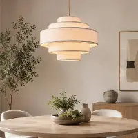 LumenXL Hanglamp Zavon met gelaagde linnen kappen in beige