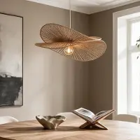 LumenXL Hanglamp Janah met handgevlochten papieren kappen - naturel