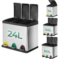 Chimb Prullenbak - 24/45/60 Liter met 3 Vakken voor in de Keuken