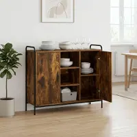 vidaXL Dressoir Gerookt eiken 97 x 33 x 81 cm Bewerkt hout