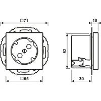 JUNG SCHUKO-stopcontact, beschermingsklasse I, 16A, 250V, 45 graden, type A, 520-45 KI WW (A520-45KIWW)