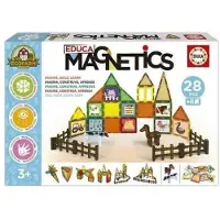 Educa Magnetics Ecofarm - Construction Set - - 28 magnetic pieces, 2 animals, 8 cards - Ages 3+
