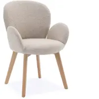 Bommel Wonen Armstoel Veerle - stof Glory Beige - poot eiken naturel