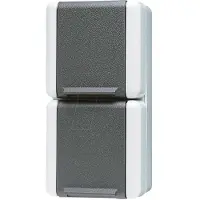 JUNG SCHUKO dubbele stopcontact, aangesloten, 16 A, 250 V , verticaal, IP 44, type 800, 1 stuk.