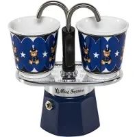 Bialetti 0005349, Moka-kan, Zwart, Blauw, Roestvrij staal, Aluminium, Geschikt voor 2 kopjes, Kunststof, 1 stuk