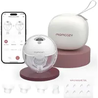 MOMCOZY M5 Smart – Handsfree Borstkolf – 1 Stuk – Elektrisch – Stil & Compact – Met Borstschild Inserts - Wit/Grijs