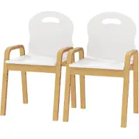 AIYAPLAY 2-delige set kinderstoelen van hout, in hoogte verstelbaar, bureau stoelen, wit