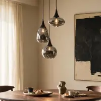 LumenXL 3-lichts hanglamp Loua - zwart met smoke glas en spiegeleffect
