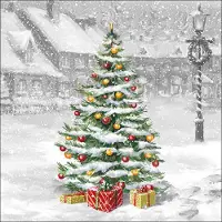 Ambiente kerst thema servetten - 40x - 33 x 33 cm - winter kerstboom - Feestservetten