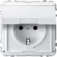 Merten MEG2312-7219 Geaard stopcontact met klapdeksel en aanduiding, bescherming tegen aanraking, schroefklemmen, polarwit, AQUADESIGN