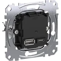 Merten Laadstation voor voertuigen - Model MEG43660120 - USB Type A+C - Voeding - 100W
