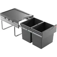 Hailo Tandem RB voluittrek afvalsysteem vanaf kastbreedte 40cm donker grijs 36 liter (2x18)
