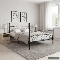 Prolenta Maison Exclusive - Bedframe met lattenbodem, zwart metaal, 140 x 200 cm