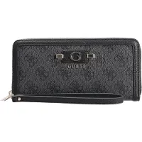 GUESS portemonnee Lindsey SLG Zip Around Wallet Coal Logo donkergrijs